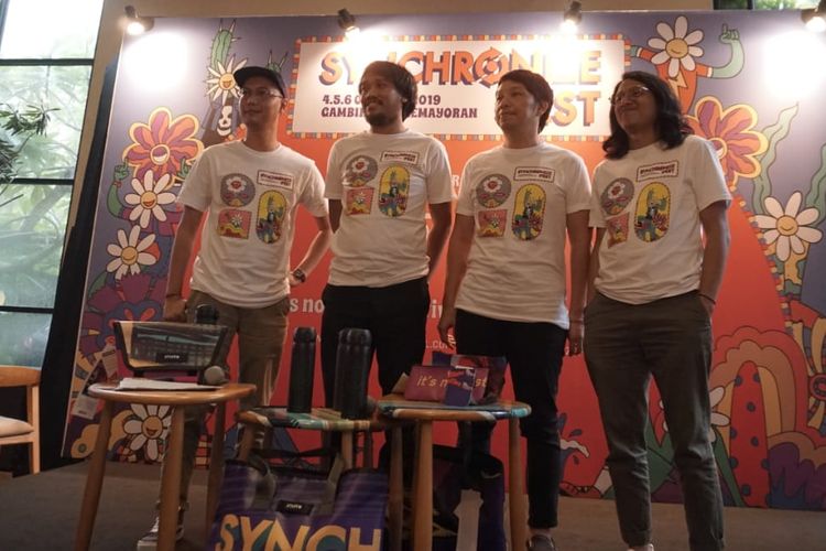 Konferensi pers Synchronize Fest 2019 di Ecology Bistro Kemang, Jakarta Selatan, Rabu (24/4/2019).