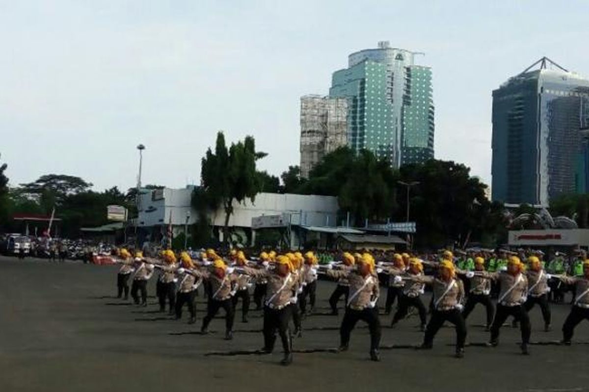 Apel Operasi Simpatik di Lapangan Lantas Mapolda Metro Jaya, Rabu (1/3/2017).