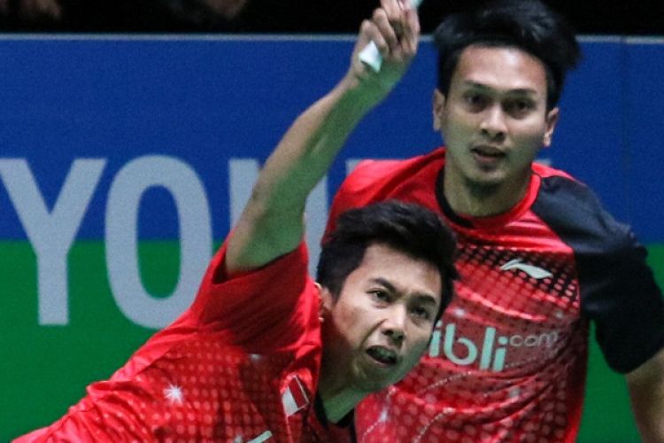 Pasangan ganda putra nasional, Mohamad Ahsan/Rian Agung Saputro, berhadapan dengan Law Cheuk Him/Lee Chun Hei Reginald (Hong Kong) pada babak pertama All England 2017 di Barclaycard Arena, Birmingham, Rabu (8/3/2017).