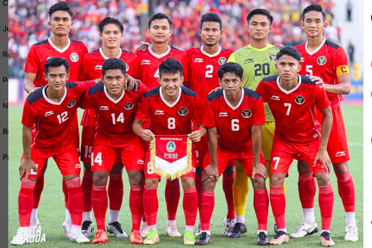 Skuad timnas sepak bola Indonesia SEA Games Kamboja 2023. Sepanjang keikutsertaan di SEA Games, Indonesia baru dua kali juara cabor sepak bola pada tahun 1987 dan 1991. 