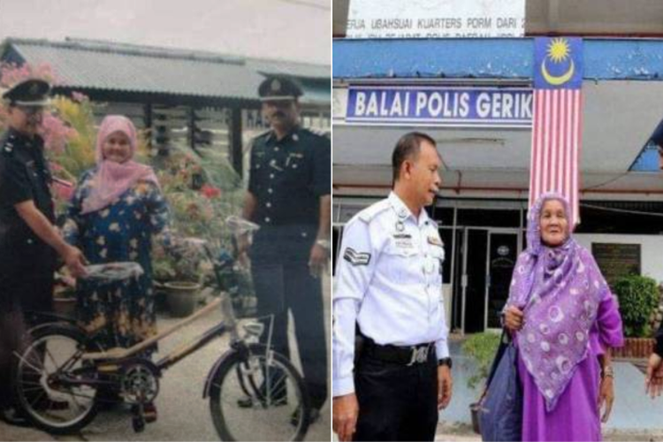 Makcik Saadiah, perempuan Malaysia yang rutin mengirim makanan ke kantor polisi Gerik dengan bersepeda sejauh 5 km selama 37 tahun, untuk mengenang suaminya yang wafat saat bertugas.