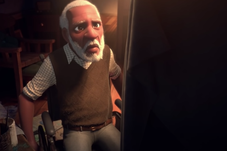 Tokoh Kakek dalam trailer film animasi Canvas (2020), tayang di Netflix.