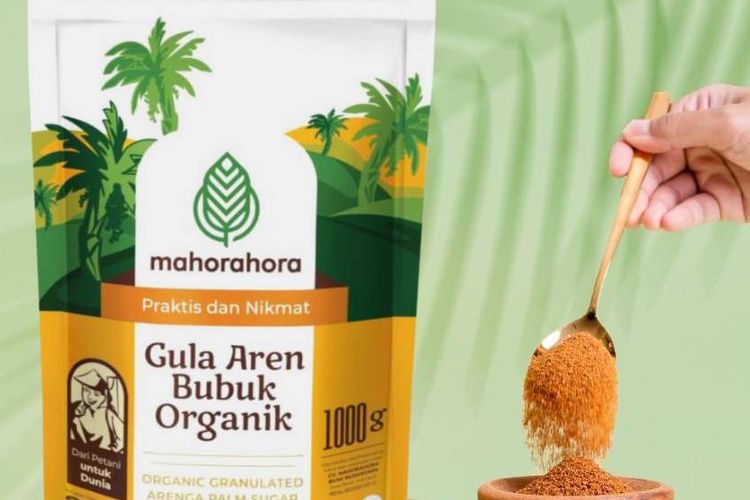 Produk gula aren bubuk organik yang diproduksi oleh Mahorahora.