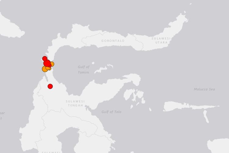 Lokasi Gempa Donggala, Sulawesi Tengah versi USGS