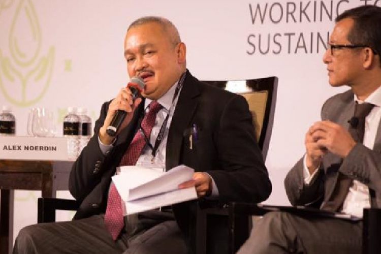 Gubernur Sumatera Selatan (Sumsel) Alex Noerdin di hadapan peserta diskusi The 4th Singapore Dialogue on Sustainable World Resources Singapore di Singapura, Kamis (6/4/2017).