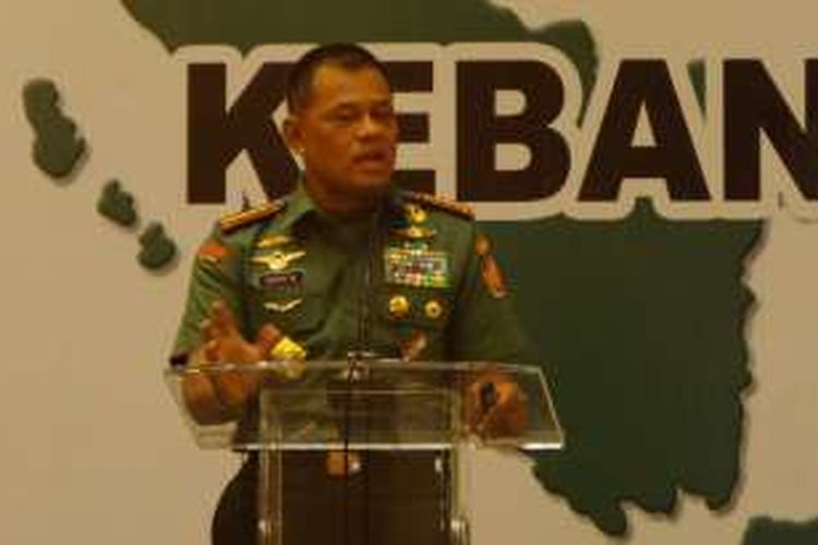 Panglima TNI Jenderal Gatot Nurmantyo dalam acara Simposium Nasional 'Mengamankan Pancasila dari Ancaman Kebangkitan PKI dan Ideologi Lain' di Balai Kartini, Jakarta, Kamis (2/6/2015).