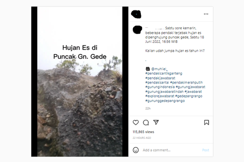 Viral, Video Pendaki Terjebak Hujan Es di Gunung Gede Pangrango