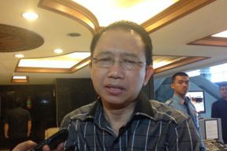 Ketua DPR Marzuki Alie, di MPR/DPR, Senayan, Jakarta, Senin (7/7/2014).