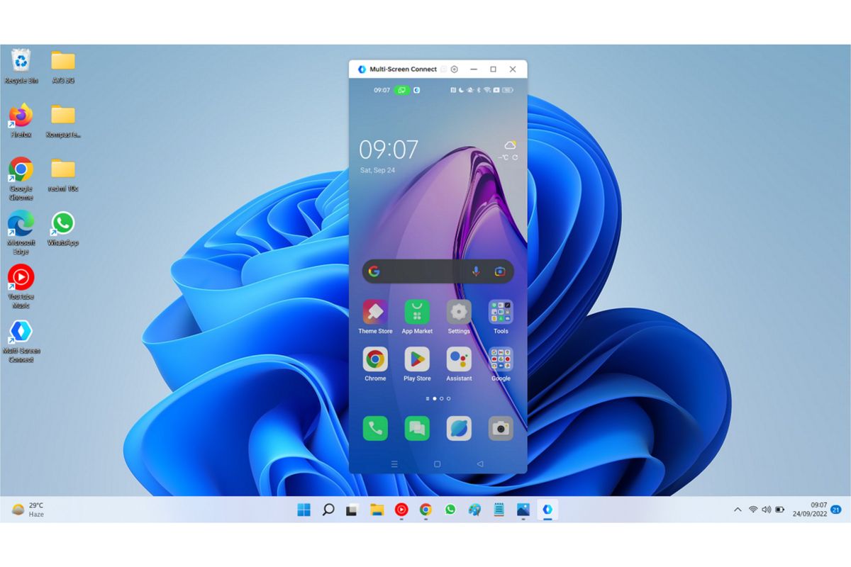 Tampilan layar HP Oppo Reno 8 5G di PC.