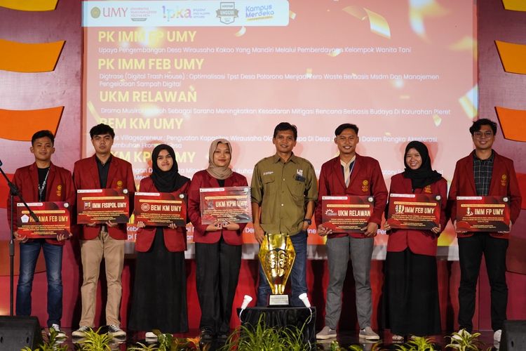 Para mahasiswa berprestasi Universitas Muhammadiyah Yogyakarta (UMY) yang dapat penghargaan pada Student Creativity Awards (SCA).