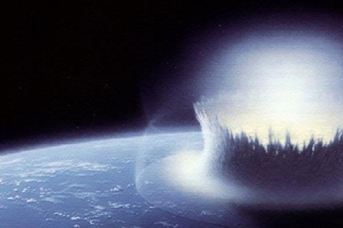 Ilustrasi tumbukan asteroid.
