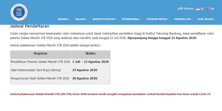 Jangan Lupa Hasil Seleksi Mandiri Itb Sudah Diumumkan Ini Link Untuk Aksesnya Halaman All Kompas Com