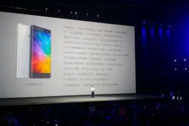 Peluncuran Xiaomi Mi Note 2 di Beijing, Selasa (25/10/2016).