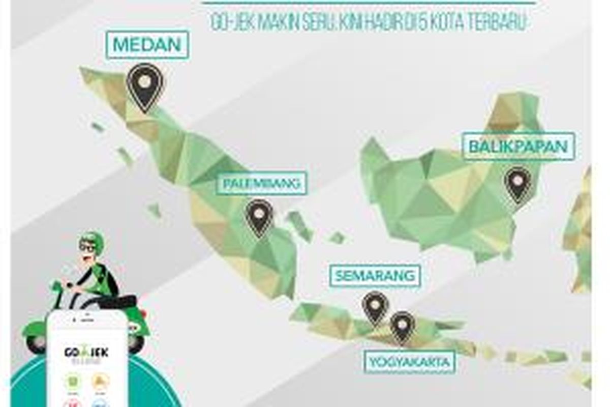 Ekspansi GoJek ke lima kota di Indonesia.