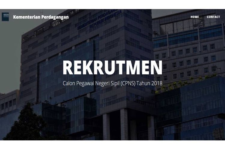 Halaman utama situs rekrutmen CPNS Kementerian Perdagangan