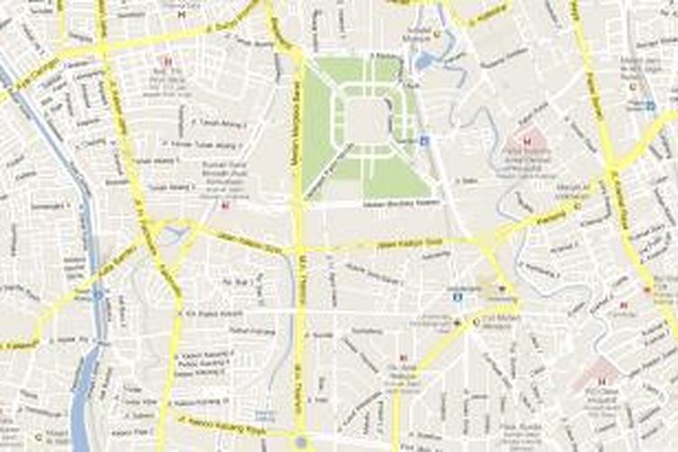 Peta kawasan Monumen Nasional, Jakarta Pusat.