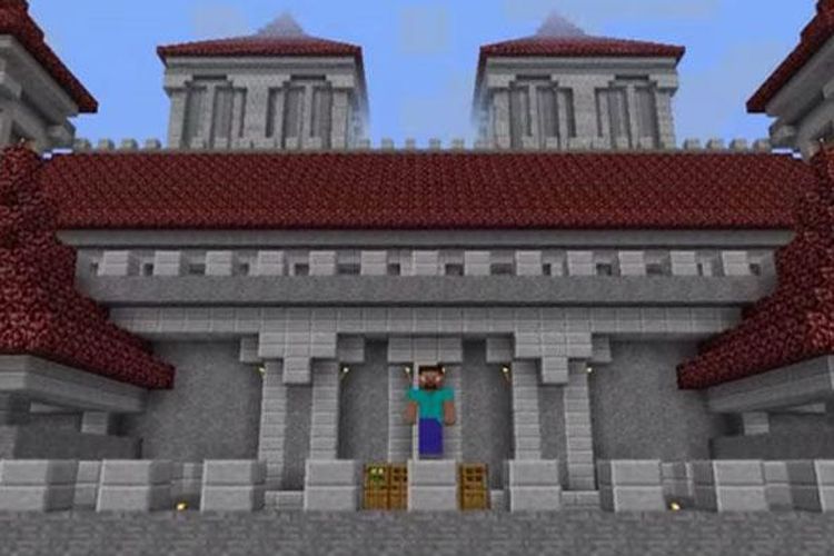 Pemain Minecraft bisa membangun bangunan seperti gambar di atas ini