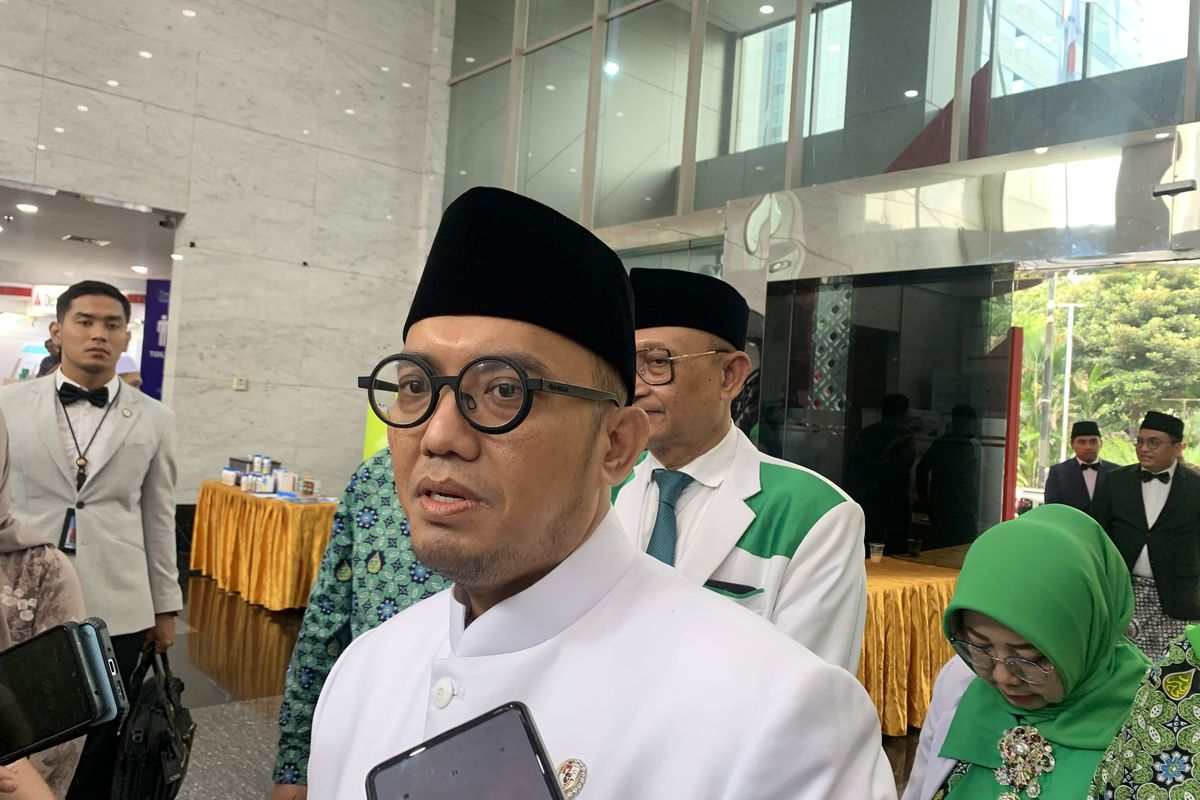 Wakil Kepala Badan Penyelenggara (BP) Haji Dahnil Azhar Simanjuntak ketika ditemui di Kantor Kemenag, MH Thamrin, Jakarta Pusat, Sabtu (23/8/2025).