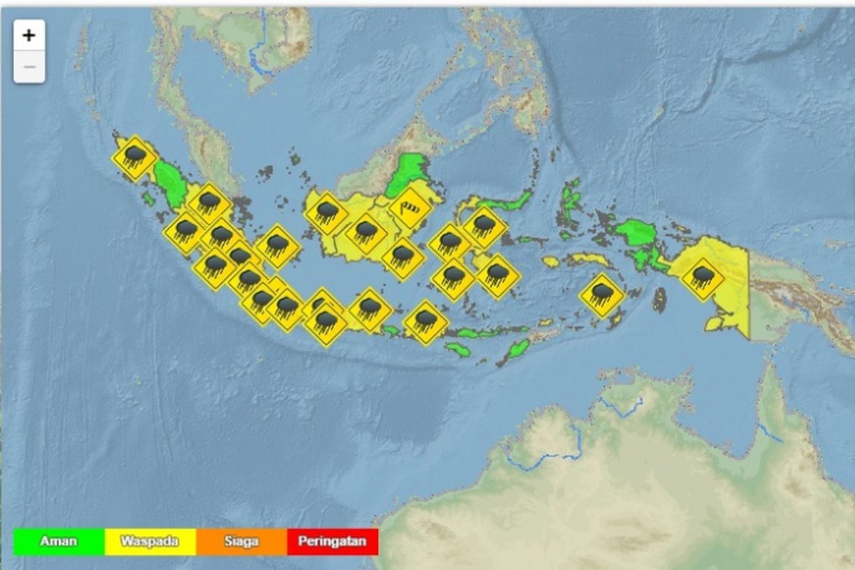 Tangkapan layar perkiraan cuaca ekstrem 6 Maret 2018