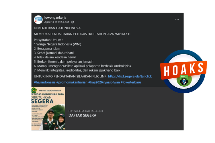 INFOGRAFIK: Hoaks Tautan Pendaftaran Petugas Haji 2026, Simak Bantahannya