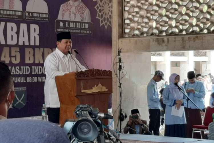 Ketua Umum Prabowo Subianto di Masjid Istiqlal, Jakarta, Sabtu (29/10/2022).