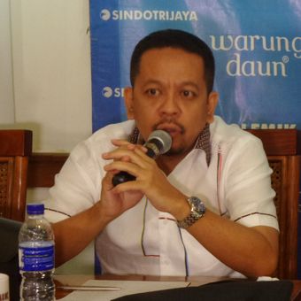 Pengamat politik Indo Barometer M Qodari dalam diskusi Polemik di Cikini, Jakarta, Sabtu (18/3/2017).