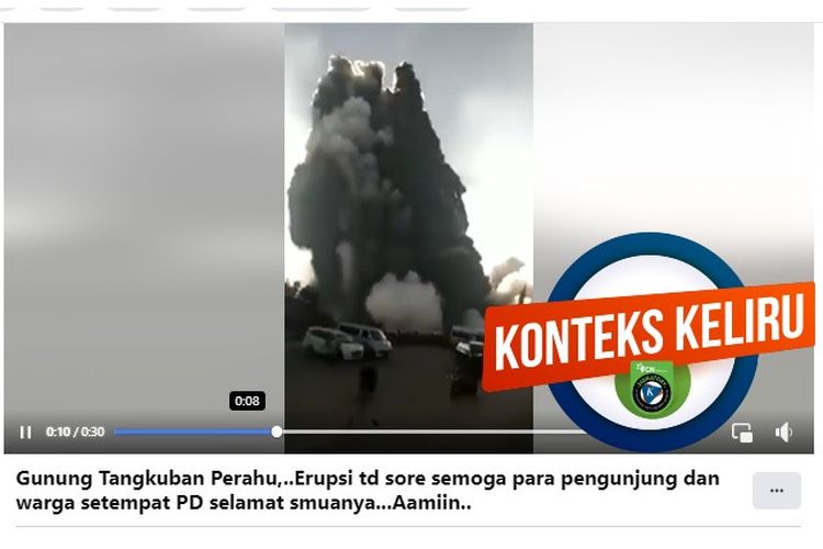 Tangkapan layar Facebook narasi yang menyebut Gunung Tangkuban Perahu mengalami erupsi pada 7 Desember 2023