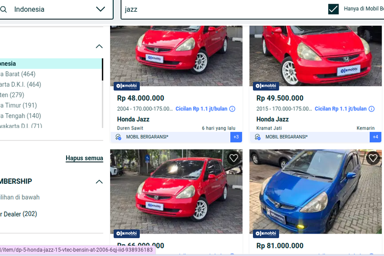 Honda Jazz bekas di OLX dibanderol mulai Rp 50 jutaan