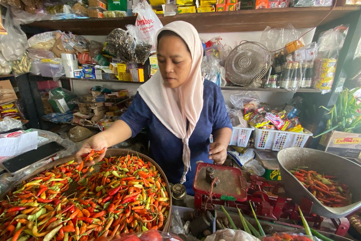 Harga cabai dan bawang merah di pasar tradisional di Kabupaten Madiun, Jawa Timur masih tetap tinggi. Hingga Senin (7/4/2025), cabai rawit masih bertengger di harga Rp 80.000 perkilogram dan bawang merah sebesar Rp 60.000.