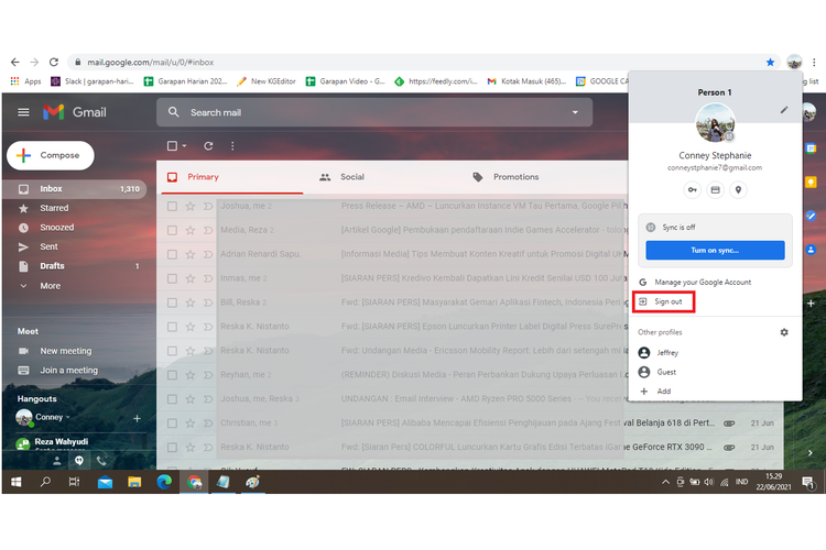 Cara keluar dari akun Gmail versi web yang memiliki banyak akun