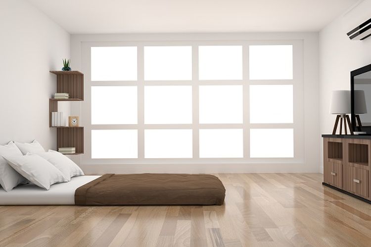 Ilustrasi kamar tidur, ilustrasi kasur lantai.