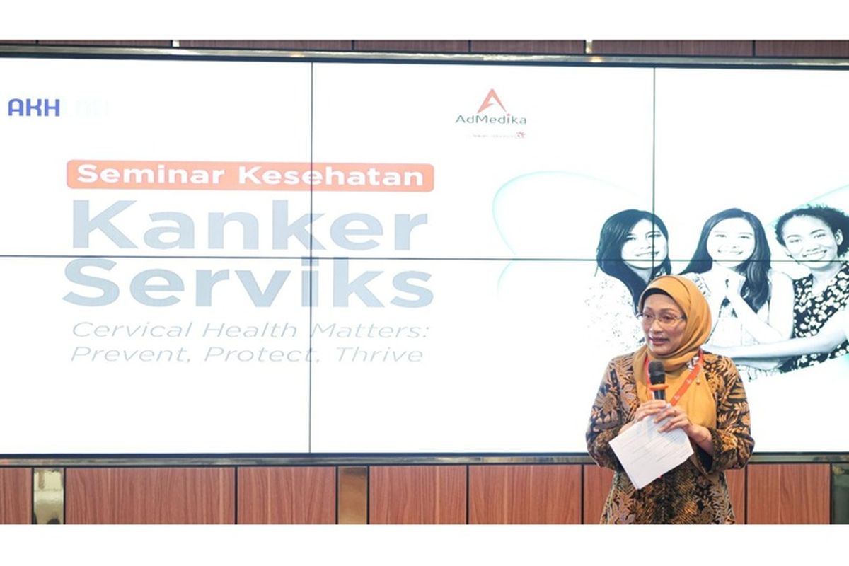 CEO AdMedika Dian Prambini pada acara Seminar Kesehatan Kanker Serviks Cervical Health Matters: Prevent, Protect, Thrive di ACE Room AdMedika, Telkom STO Gambir, Jakarta, Kamis (13/2/2025). 