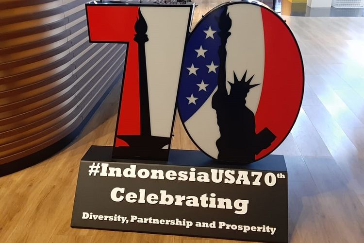 Logo peringatan 70 tahun hubungan bilateral antara Indonesia dan Amerika Serikat.