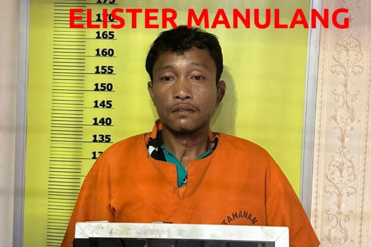 Pelaku perampokan, Elister Manullang saat diamankan di Mapolres Rohil, Riau, Rabu (20/3/2024).