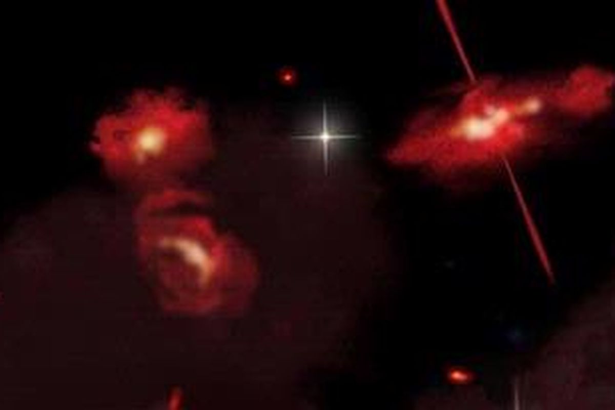 Ilustrasi galaksi merona atau ultra merah yang ditangkap dengan Teleskop Spitzer.