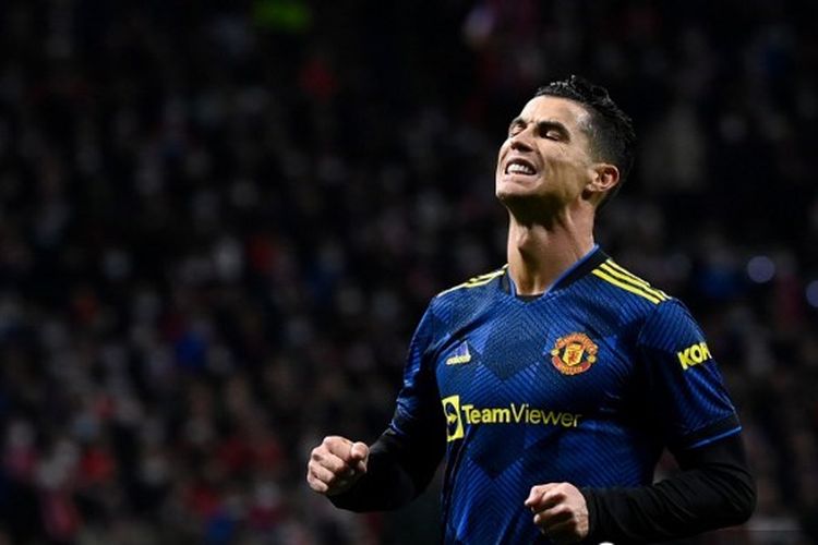 Reaksi Cristiano Ronaldo pada laga Liga Champions Atletico vs Man United, Kamis (24/2/2022) dini hari WIB.