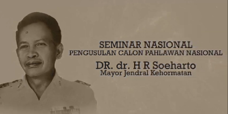 Foto Dokter Soeharto yang ditampilkan dalam acara Seminar Nasional Pengusulan Calon Pahlawan Nasional DR. dr. H R SOEHARTO Mayor Jendral Kehormatan di Gedung IMERI FKUI Jakarta. Selasa (22/2/2022).