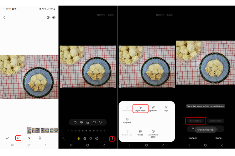 Cara edit foto untuk menghilangkan bayangan dalam gambar di Samsung Gallery