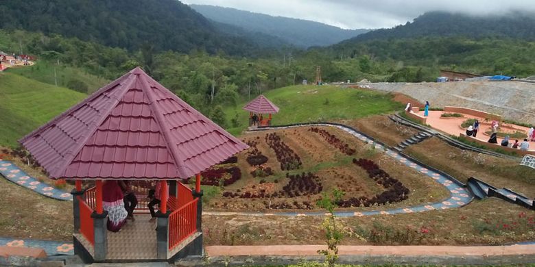 Kebun Raya Liwa di Kabupaten Lampung Barat, Lampung, yang baru diresmikan. Tempat ini dijadikan warga untuk menghabiskan waktu senja di akhir pekan. 