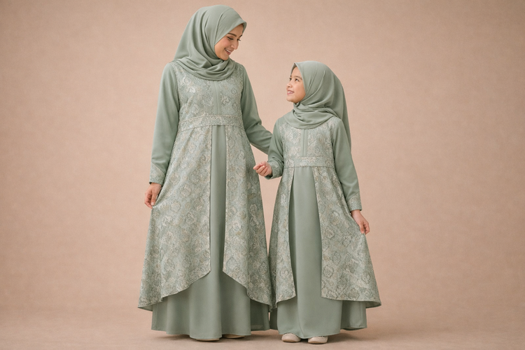Gamis Brokat Tipis yang Elegan