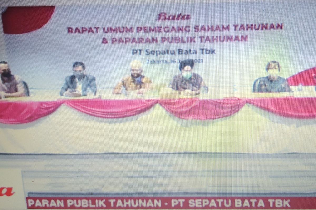 Tangkapan layar webinar Paparan Publik Tahunan PT Sepatu Bata Tbk, pada Rabu (16/6/2021) sore.