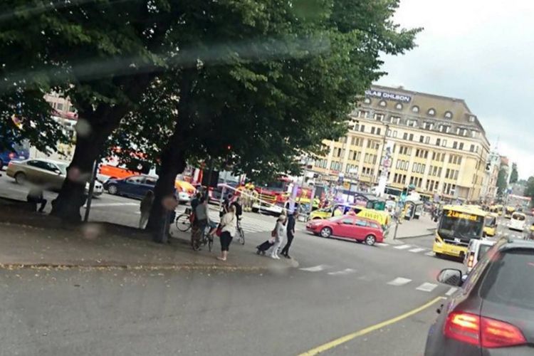 Market square di Kota Turku, Finlandia di mana sejumlah orang menjadi korban penusukan Jumat sore.  