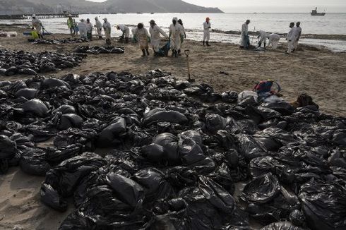 FOTO: Tumpahan Minyak Mengerikan yang Mencemari Puluhan Pantai di Peru