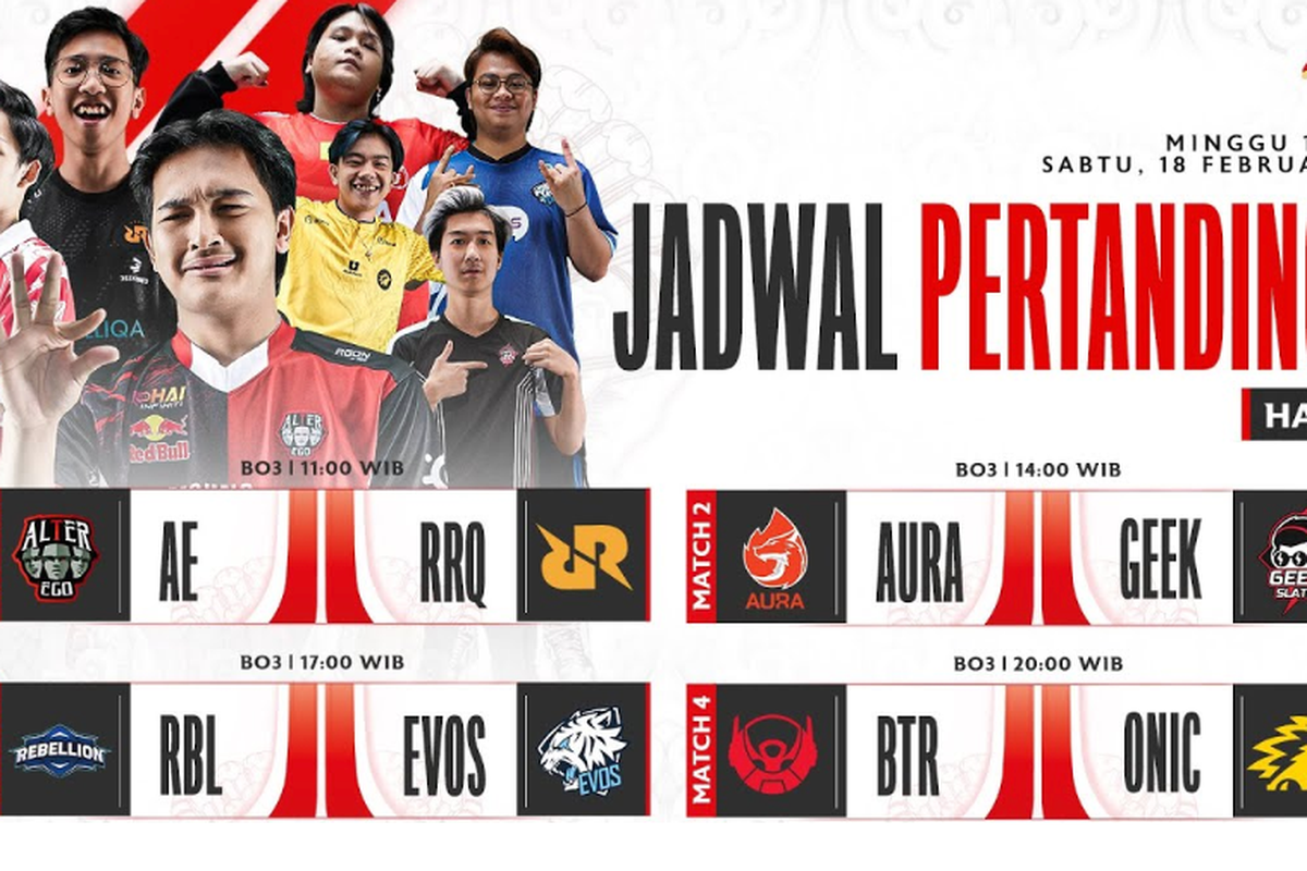 Jadwal pertandingan pekan pertama hari kedua babak Regular Season MPL ID Season 11.