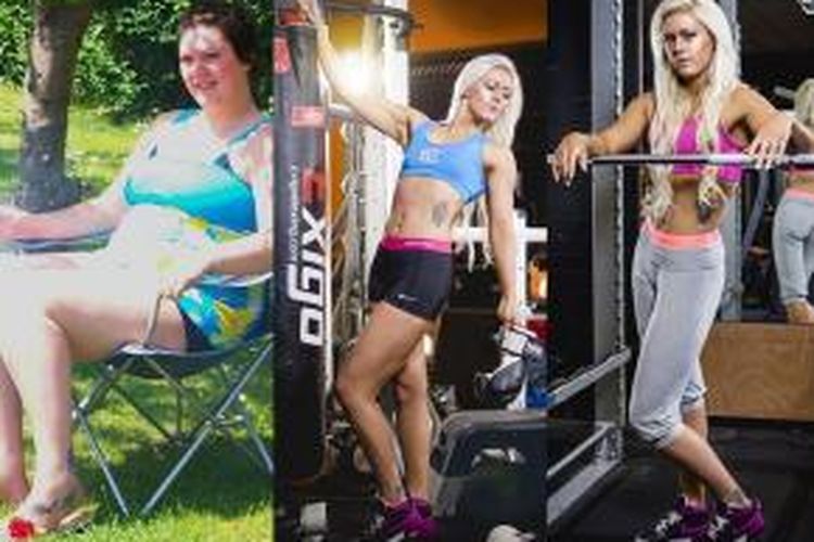 Amy Champion, berhasil menurunkan berat badannya sampai 76 kilogram. 