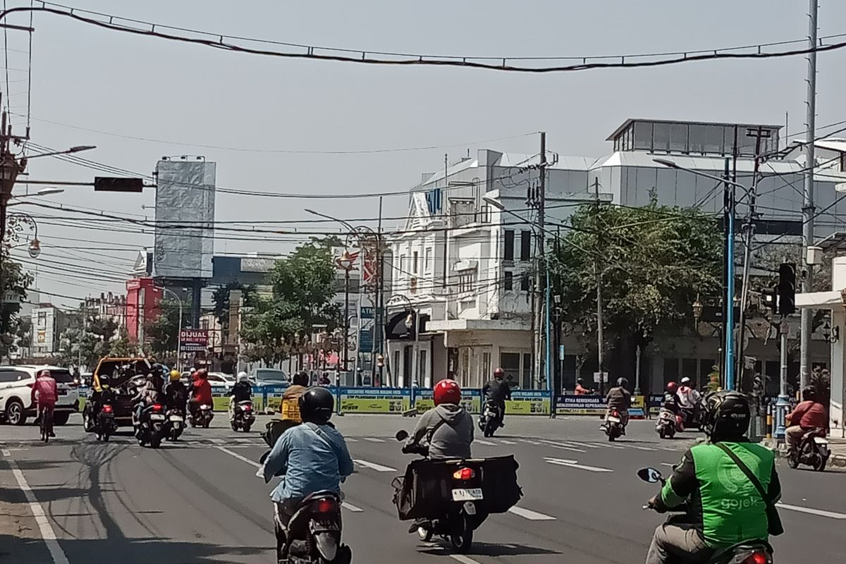 Kawasan perempatan Rajabali di Kota Malang, Jawa Timur.