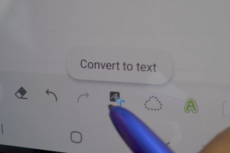 Menu Convert to Text di deretan bawah aplikasi Samsung Note.