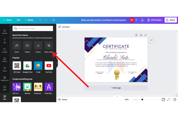 cara membuat sertifikat di aplikasi Canva