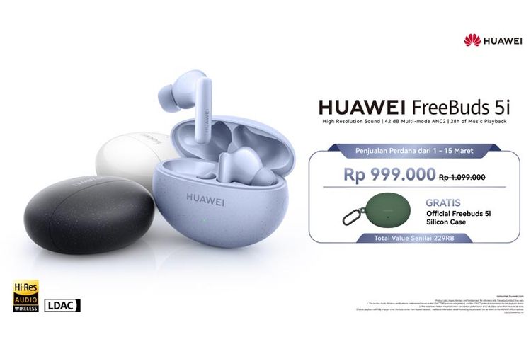 HUAWEI FreeBuds 5i dapat dibeli di Official Store Huawei baik secara online maupun offline pada 1-15 Maret 2023. 
