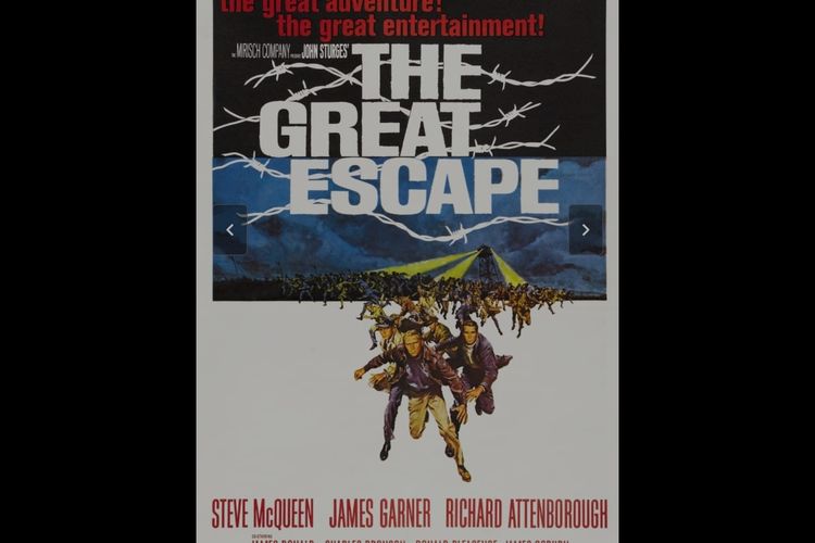 The Great Escape diangkat dari kisah nyata tentang usaha para tentara tahanan perang Inggris yang mencoba kabur dari penjara Nazi.